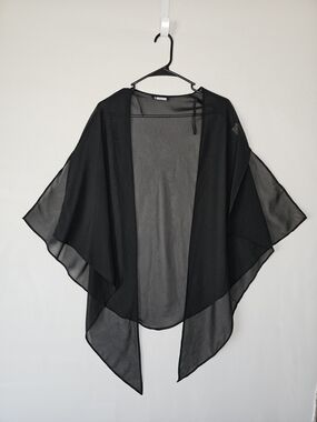 M Collection Black Sheer Chiffon Cardigan Shawl Wrap / One Size